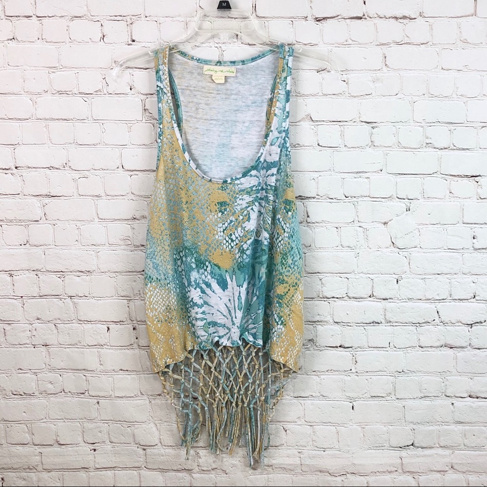 Staring at Stars tank top style netted fringe swimsuit coverup